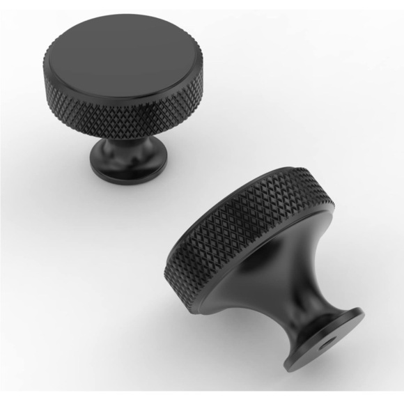 10 Pack Matte Black Knurled Cabinet Knobs Kitchen Cabinet Handles - Picture 3 of 5